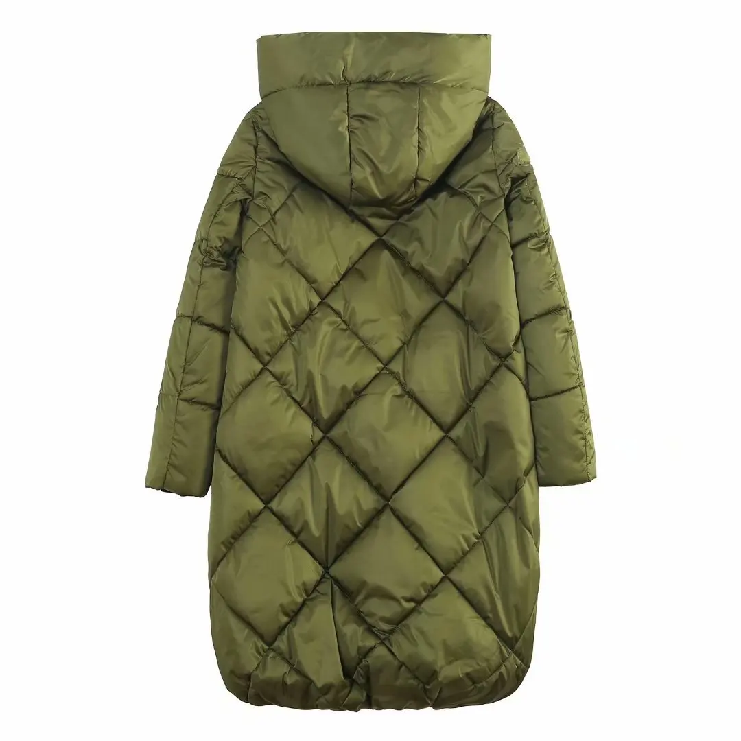 

2018 Autumn And Winter New Style Long Drawstring Hooded Cotton Overcoat Women's A3467