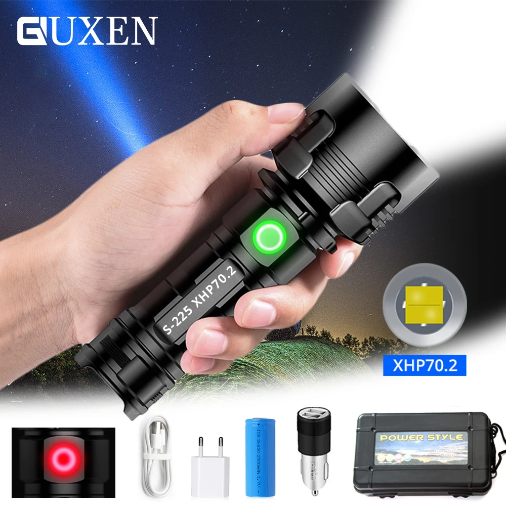 LED 3*XHP70 Flashlight USB Rechargeable Torch Ultra Bright Waterproof Lamp Light