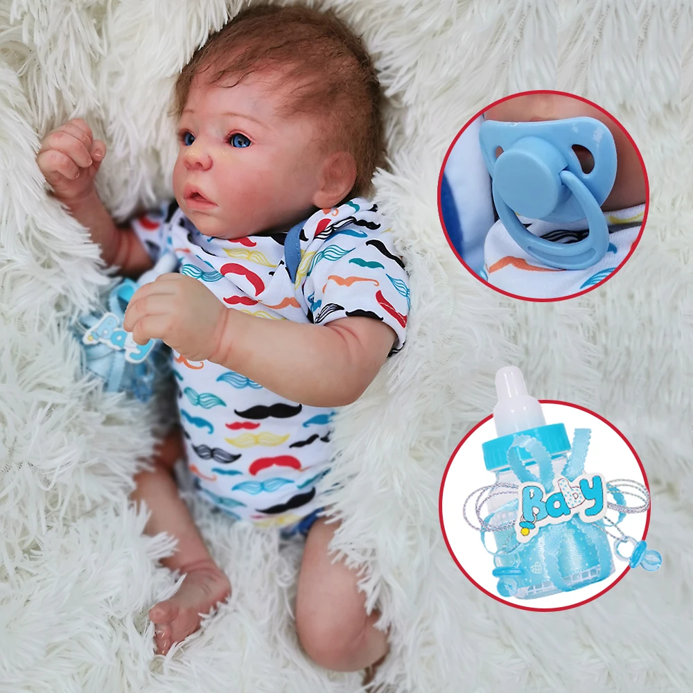 Изысканный Силиконовый Reborn Baby Dolls, голубые глаза, Реалистичная игрушка bebe reobrn, 45 см, Реалистичная кукла-мальчик, подарок для детей