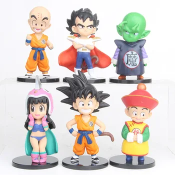 

Dragon Ball Son Goku Kakarotto Chichi Vegeta childhood 6pcs/set PVC action figure collectible model toy