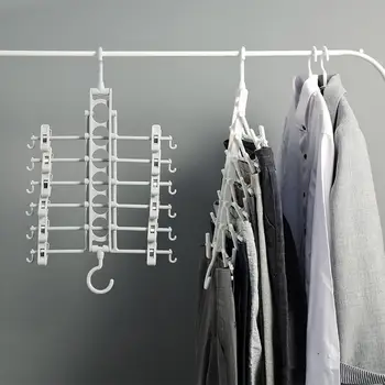 

Multi Layers 6 In 1 Folding Pants Rack Household Wardrobe Clothes Organizer Racks Kids Flexible Cloth Drying Rack Hanger