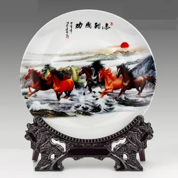 

Horse Tiger Decor Animals Ceramic Dish Ornamental Plate Chinese Decoration Dish Plate Porcelain Plate Set Wedding Gift R2298