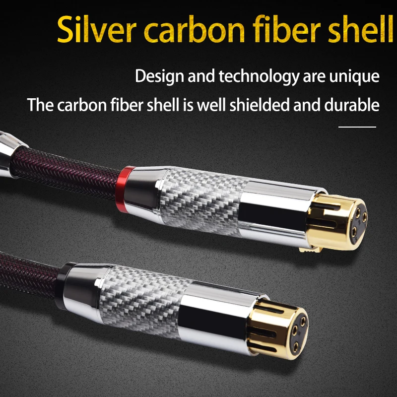 ATAUDIO Hi-End pure Silver XLR Audio Cable With Carbon Fiber 3pins HIFI  XLR Balanced cable,xlr connector,audio