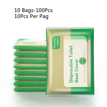 

100Pc Disposable Toilet Seat Cover Travel Safety Non-woven Toilet Pad Portable Individually Wrapped Closestool Cover Mat