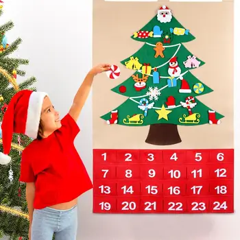 

OurWarm Date 1-24 DIY Felt Christmas Advent Calendar Christmas Tree Countdown Calendar with Pockets New Year Hanging Ornaments