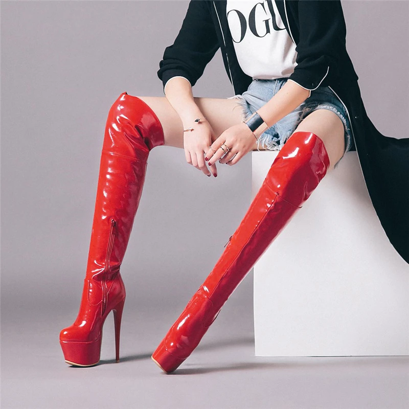 Women High Heel Thigh High Boots Platform Winter Shoes
