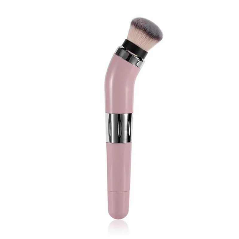 Портативная электрическая Кисть для макияжа, 360 Вращающийся, автоматический набор пудра для основы макияжа, косметические кисти, кисти для макияжа - Handle Color: Розовый