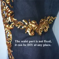Black & Gold Sequin Lace Fabric with Tassel Applique - Perfect for Royal Wedding Gown - Image 6