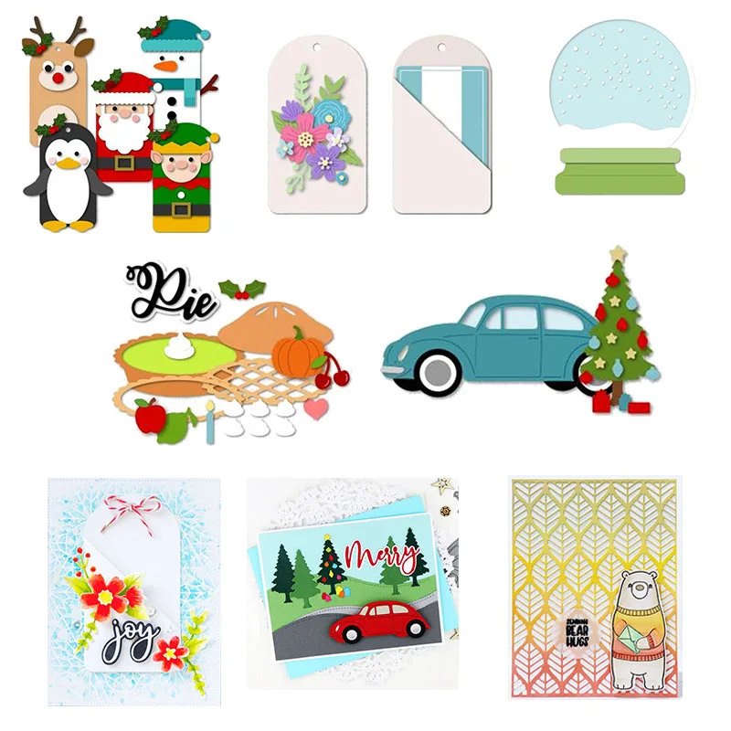 

Christmas Santa Claus Crystal Ball Flower Tags Pie Car Words Metal Cutting Dies for DIY Scrapbooking Paper Cards Crafts New 2019