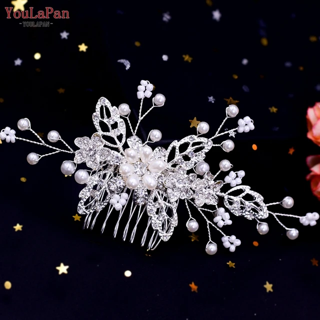 TOPQUEEN HP77 Wedding Tiara Bridal Combs Rhinestone Wedding Headwear Wedding Hair Accessories Bridal Headdress Wedding Hair Comb HP342-Silver