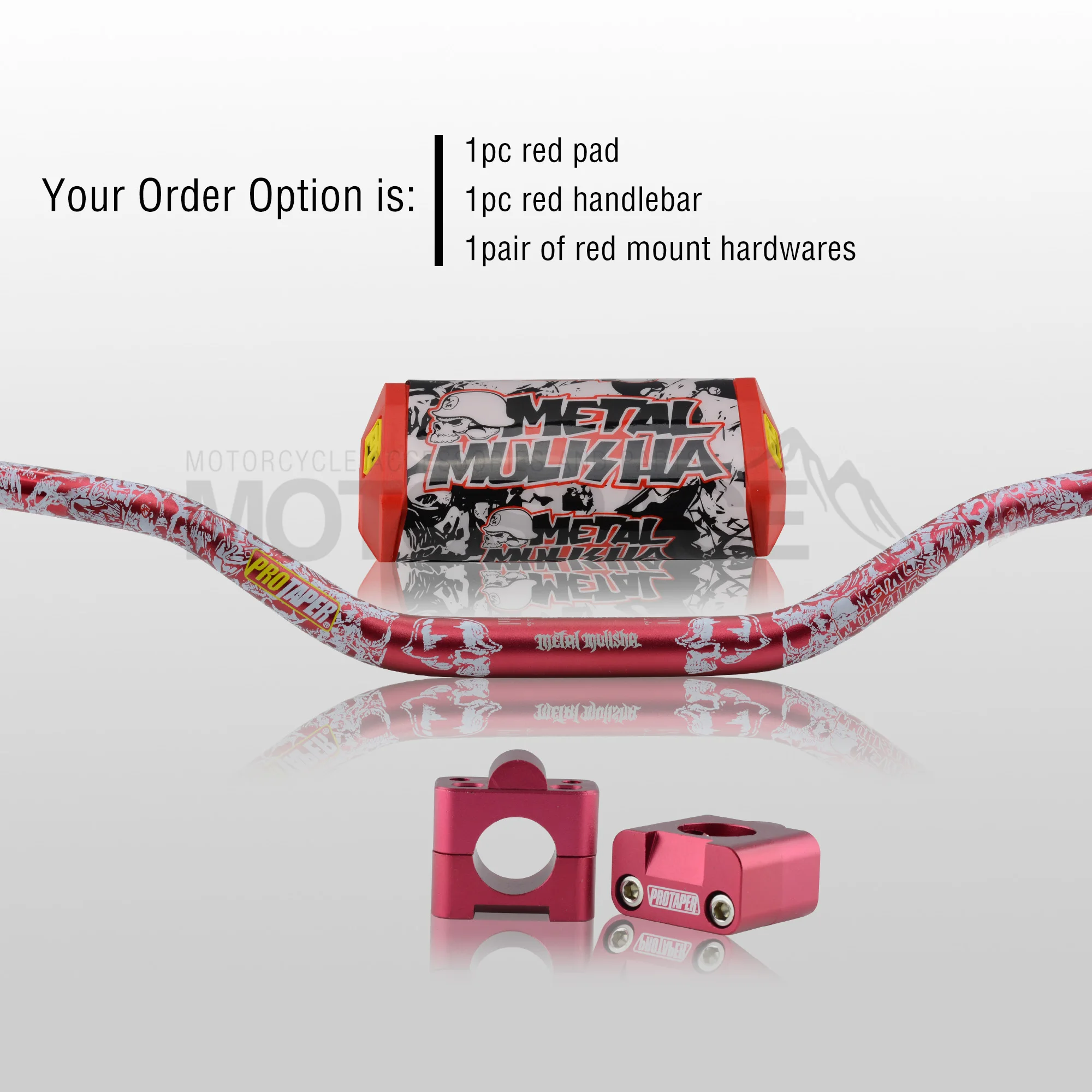 Red Combo3 Руль для Pro Taper Pack Bar 1-1/" Mulisha ручка бар колодки Захваты Pit Pro Гонки Грязь велосипед ямы мотоцикл с адаптер cnc - Цвет: Red Combo3