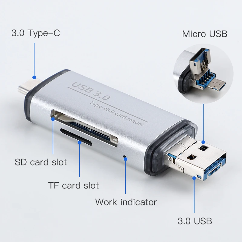 KUULAA Тип C OTG кард-ридер с USB женский интерфейс для ПК USB 3,0 чтение TF кард-ридер адаптер Компьютерные аксессуары