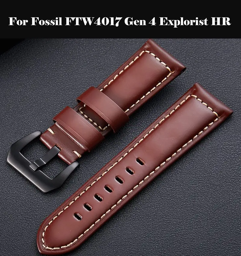 

20 22 26 MM Genuine Leather watch band smart watch accessories bracelet strap band For Fossil FTW4017 Gen 4 Explorist HR