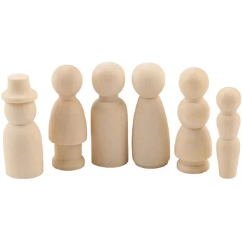 

Wooden Peg Dolls, Unpainted Kids Birthday Gifts, Handmade Unfinished Weddings Cake Dolls Decor Dolls,55Pcs