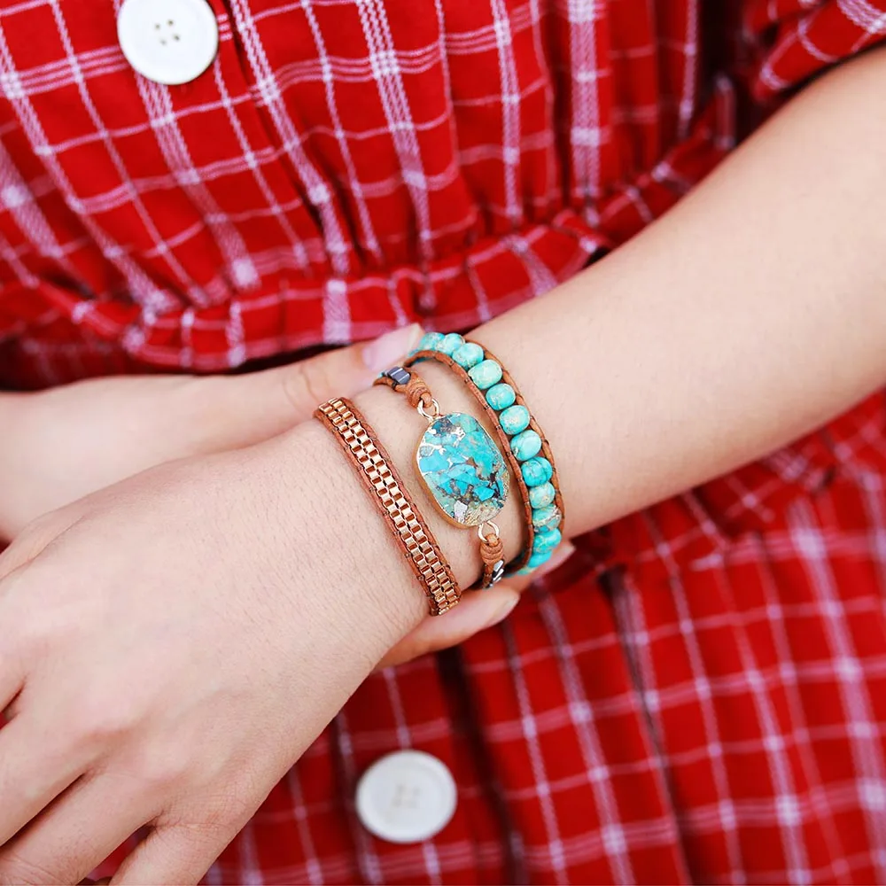 Высококачественный кожаный браслет wrap W/камни винтажное плетение заявление искусство цепь браслет Ювелирные изделия Подарки