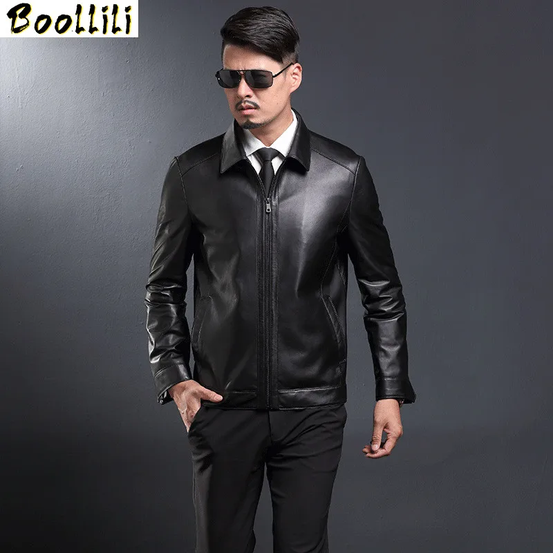 

Boollili Luxury Real Sheeskin Leather Jacket Men Coat Black Genuine Leather Jackets Chaqueta Cuero Hombre Plus Size 4XL