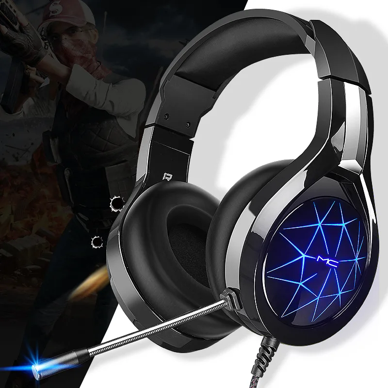 MC N1 Gaming Headsets Big Headphones With Light Mic Stereo Microphone Gaming Headphones Overear Laptop Tablet Gamer E sports