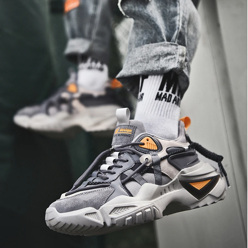 Zapatos informales de moda para hombre, zapatillas gruesas con aumento de altura, calzado de suela gruesa para Primavera, 2021