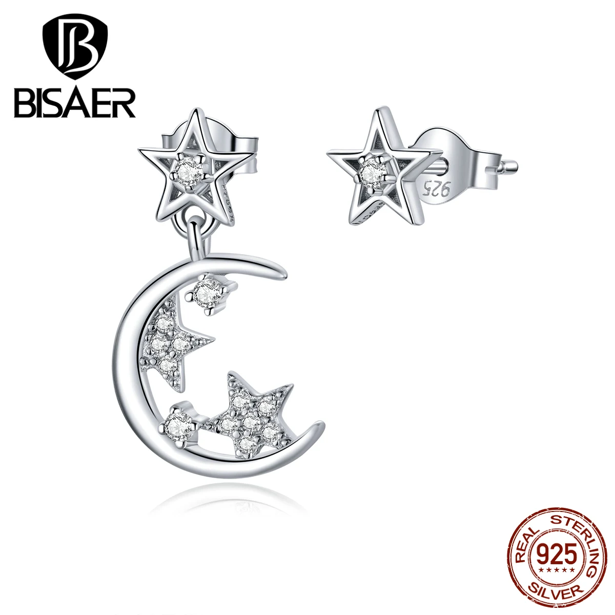 Женские серьги подвески в виде Луны и звезды|Серьги-подвески| |