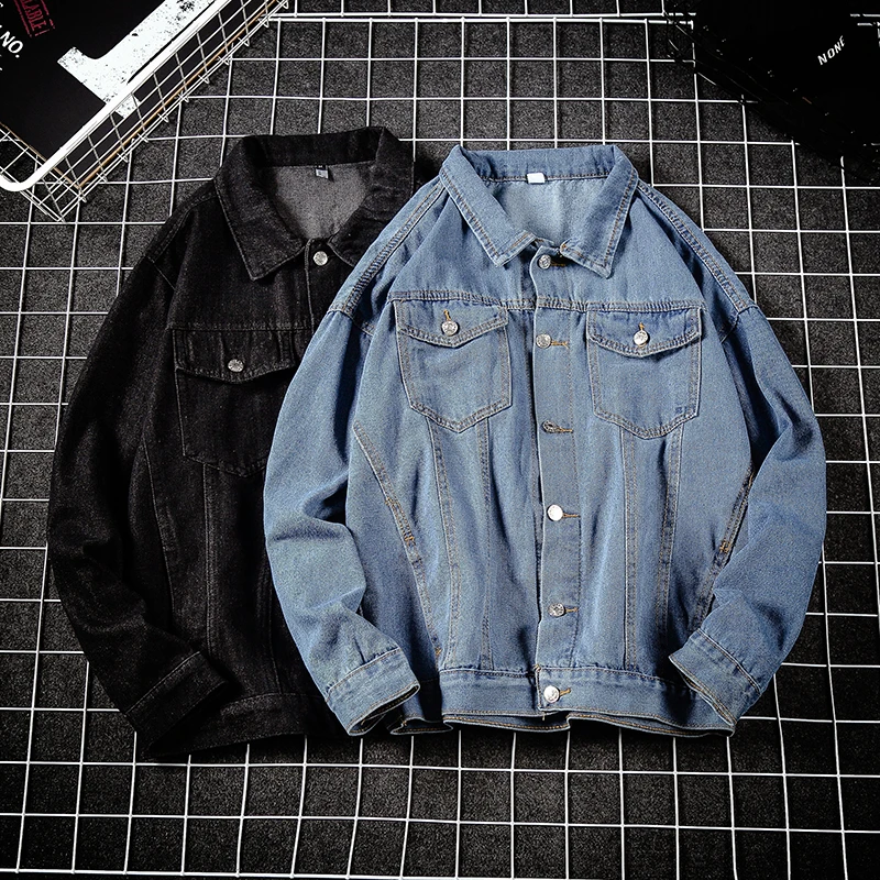 Autumn Denim Jacket Men's Loose Japanese Retro Jeans