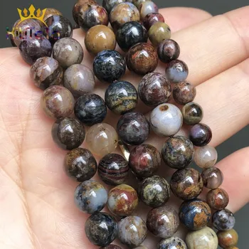 

Natural Stone Beads Smooth Round Pietersite Loose Beads For Jewelry Making DIY Bracelet Ear Studs Accessories 7.5'' 6/8/10/12mm