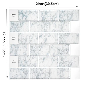 

10pcs Big Size Tile Sticker Self adhesive Waterproof Heatproof Vinyl Wallpaper 3D Peel and Stick Mosaic Tiles