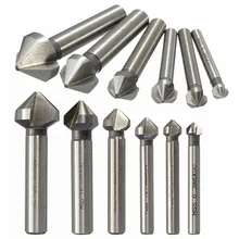 

Metal Countersink Drill Bit 3 Flute HSS CO Hard Three Edge Chamfer Chamfering End Mill Cutter Round Shank 6 Pieces
