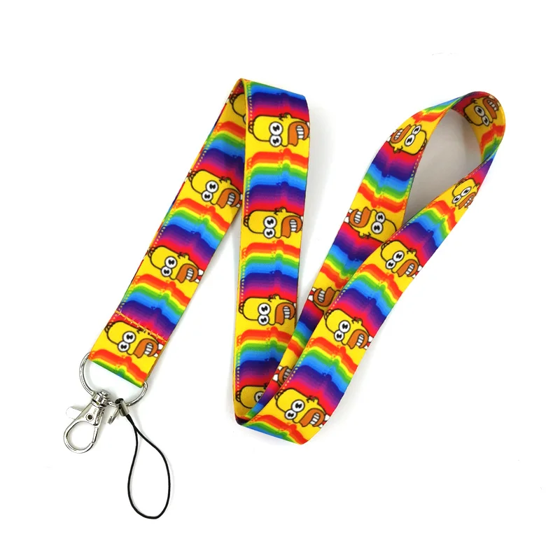 

30pcs Funny Cartoon Charaters Rainbow Color Funny art Lanyard Neck Key Strap for Phone Keys ID Card Cartoon webbings ribbons