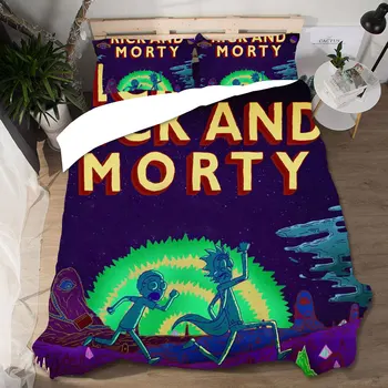 

Anime Rick And Morty Bedding Sets Duvet Cover Home Textile Single Queen King Size Bedding Set Pillowcases Bed Linen
