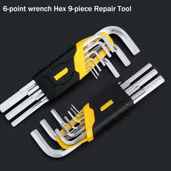 Extremidade de bola em forma de l extensão allen chave de fenda conjunto de 6 pontos hex 9 piece ferramenta de reparo allen chave 1.5 10mm