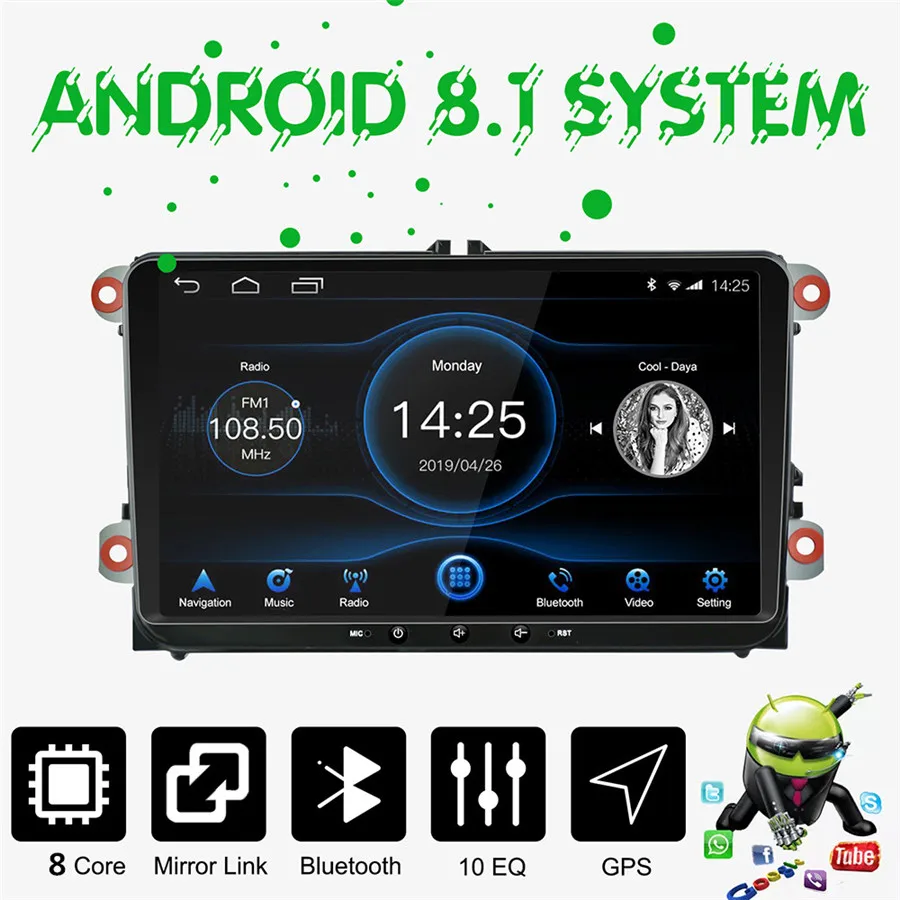 Android 8.1автомобильный gps навигатор сенсорный экран HD BT 2G DDR3 для VW Golf MK5 MK6 Touran Seat Sharan