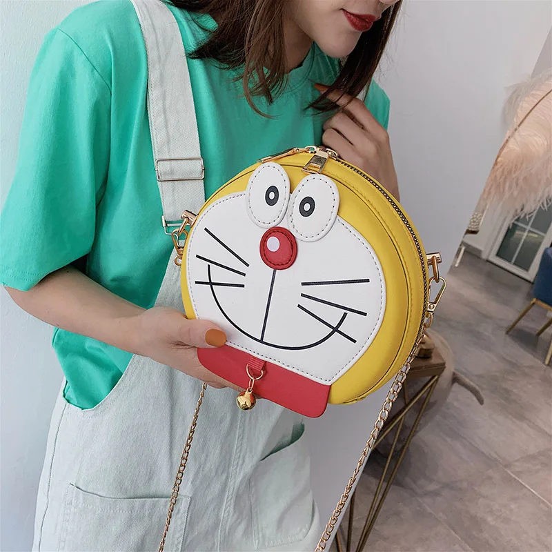 

2019 New Style Korean-style Fashion Cartoon Cute WOMEN'S Bag Doraemon Small round Bag Versatile Chain Crossbody Bag