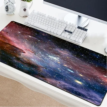 

Yuzuoan Color Universe Starry Black Lock Edge Computer Table Mat Anti-skid Rubber Speed Control Esport Gaming Mouse Pad 900X400