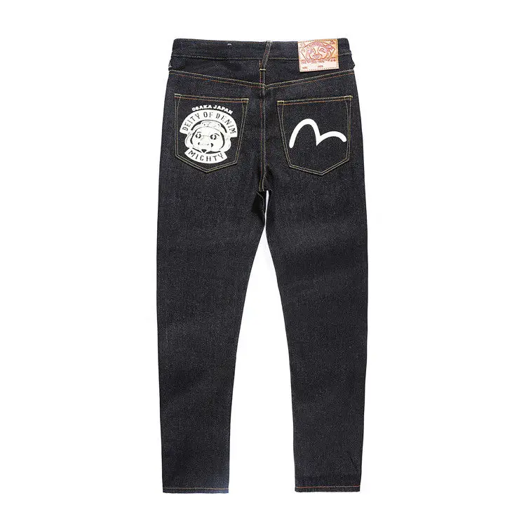 Evisu, новинка, повседневные, мужские, дышащие, высокое качество, джинсы, теплые, мужские, бренд, вышивка, прямые, с принтом, мужские брюки, четыре сезона - Цвет: Белый