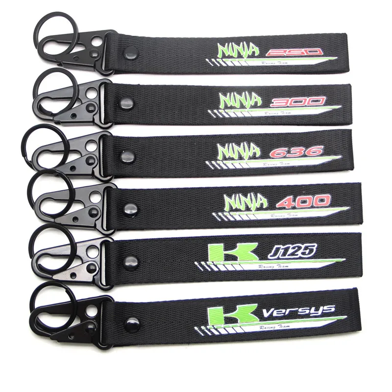 

NEW Motorcycle Embroidery Strap Key Ring Keyring For Kawasaki J125/NINJA 250/NINJA 300 /NINJA 400 /NINJA 636/VERSYS Keychain