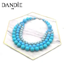 Dandie модное синее ожерелье с акриловыми бусинами, трехслойное Элегантное ожерелье ювелирные изделия
