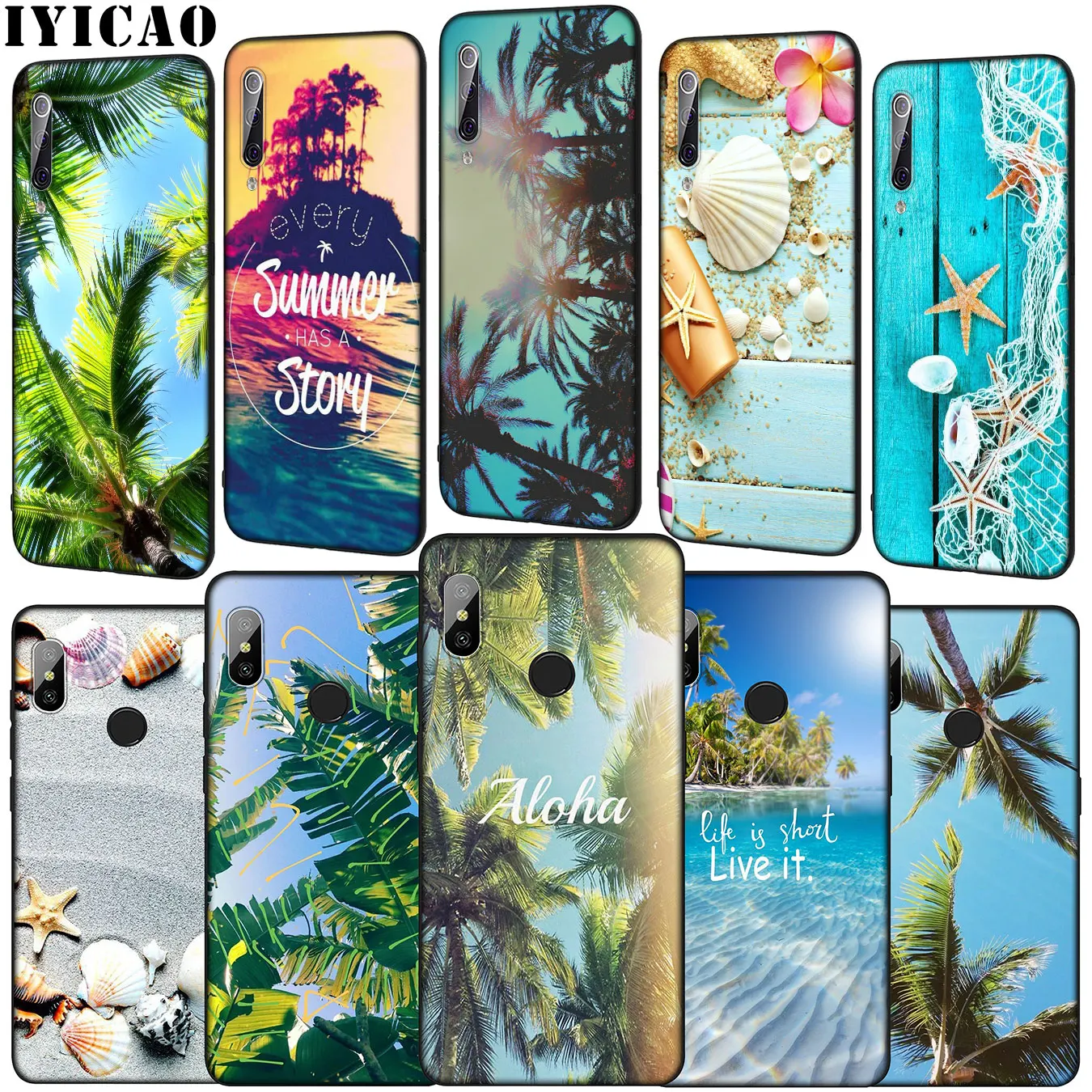 IYICAO Summer Palms Sea Ocean Aloha Soft Phone Case for Xiaomi Mi 10 9 9T A3 Pro CC9 CC9E 8 SE A2 Lite A1 6 pocophone f1 Mi9 |