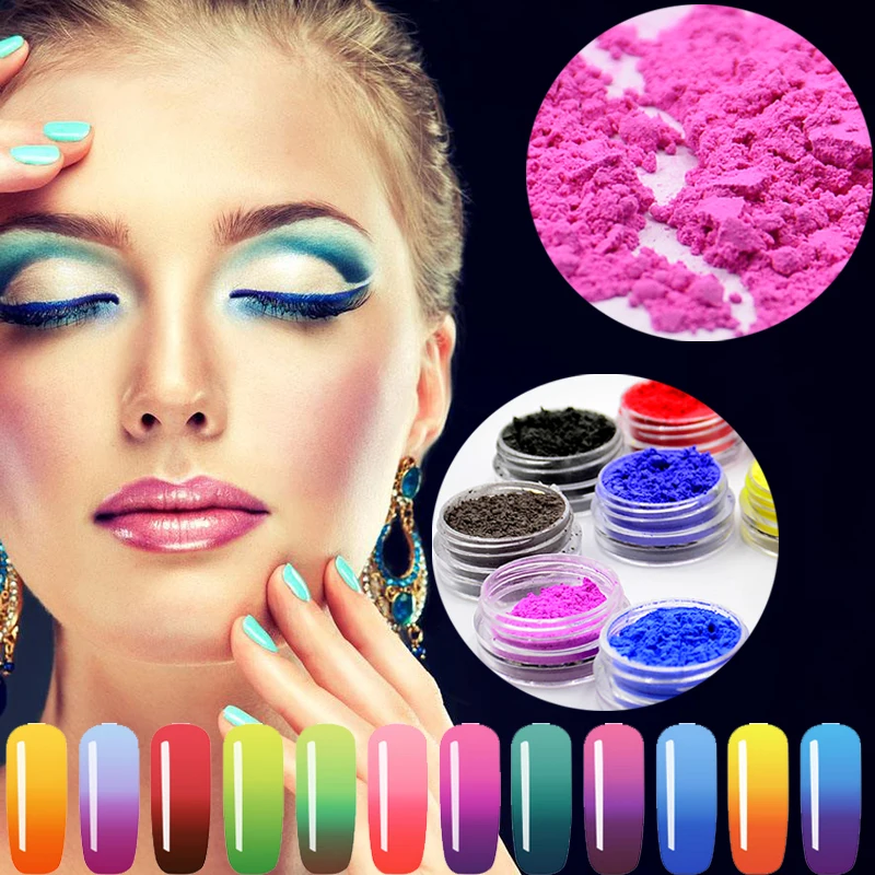 12 Box/Lot Thermal Color Change Pigment Temperature Color Change Powder Thermochromic Pigment Gradient Nail Glitter Powder