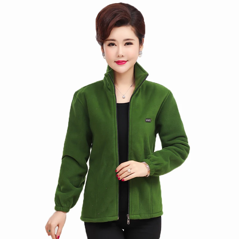 low cost  Women Warm Fleece Jackets Autumn Spring Polar Fleece Coat Female Lightweight Outerwear Red Purple G