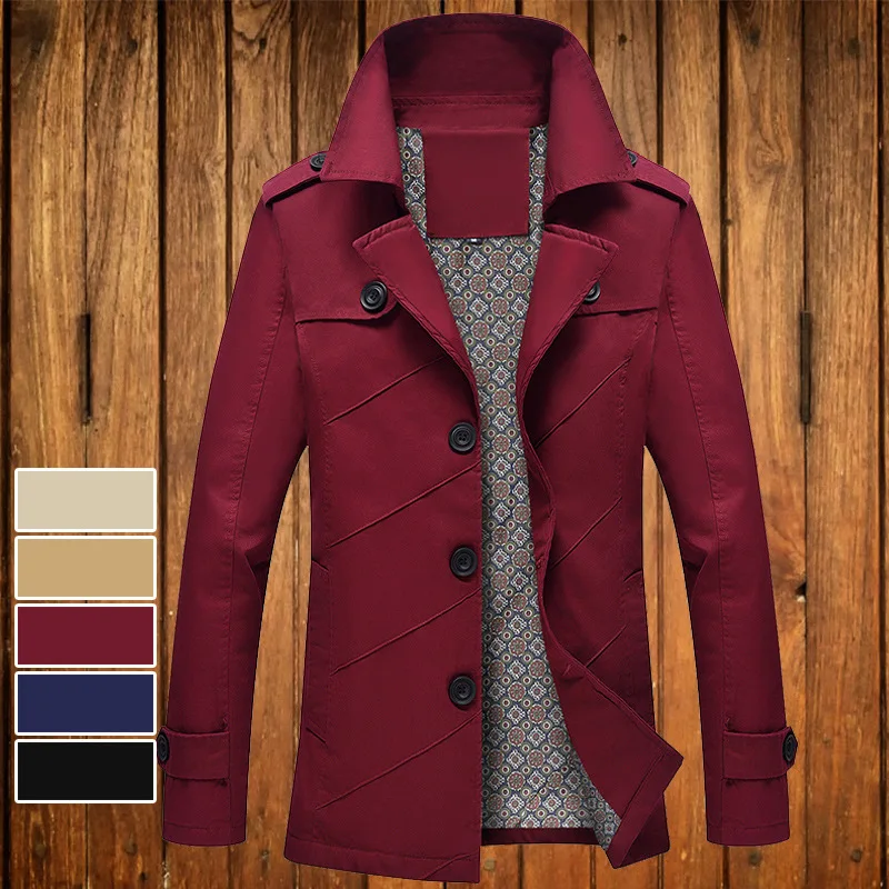 

2018 Spring And Autumn Diagonal Stripes Men Jacket Men'S Wear Middle Long Coat New Products Pure Cotton Youth Slim Fit Trench Co