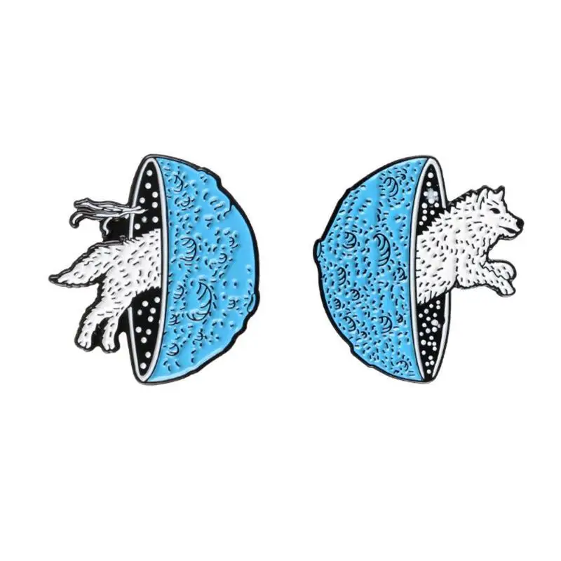 Creative Wolf Pins Two Hemisph Enamel Pin Badges Animal Brooches Backpack Jacket Denim Badge Children Gift Dropshipping | Украшения и