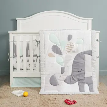 

4pcs micro fiber brushed baby beddding set boys and girls including quilt crib sheet crib skirt bumpers 2020 new design