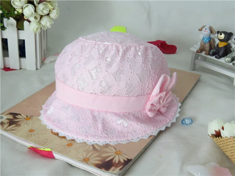 Light Pink Новинка года, 1 предмет, летняя милая детская шапочка принцессы с бантом, однотонная кружевная шапочка для маленьких девочек, Пляжные шапки-ковш для маленьких детей - Цвет: Light Pink