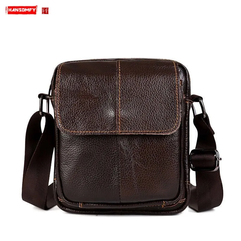 

Leather shoulder bag men's bag vertical small genuine leather Waist pack men crossbody bag casual Messenger mobile phone bags