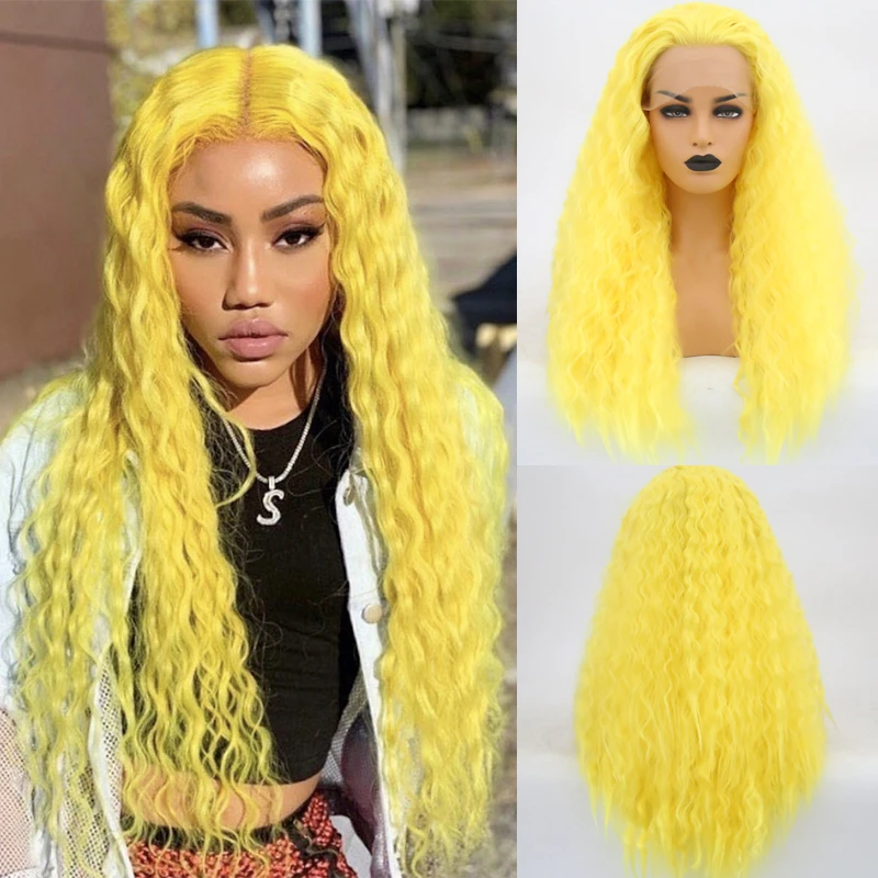 Charisma Long Yellow Curly Wig Middle 