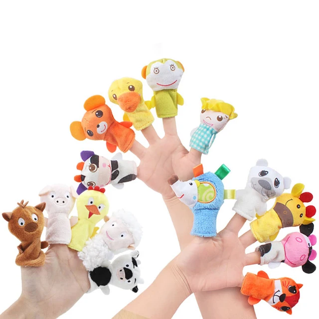 Child Finger Puppet 5 PCS Animal Humanoid Finger Theater Toys Baby Dolls Boys Girls Stuffed Muppets Interactive Pacifying Toys 2