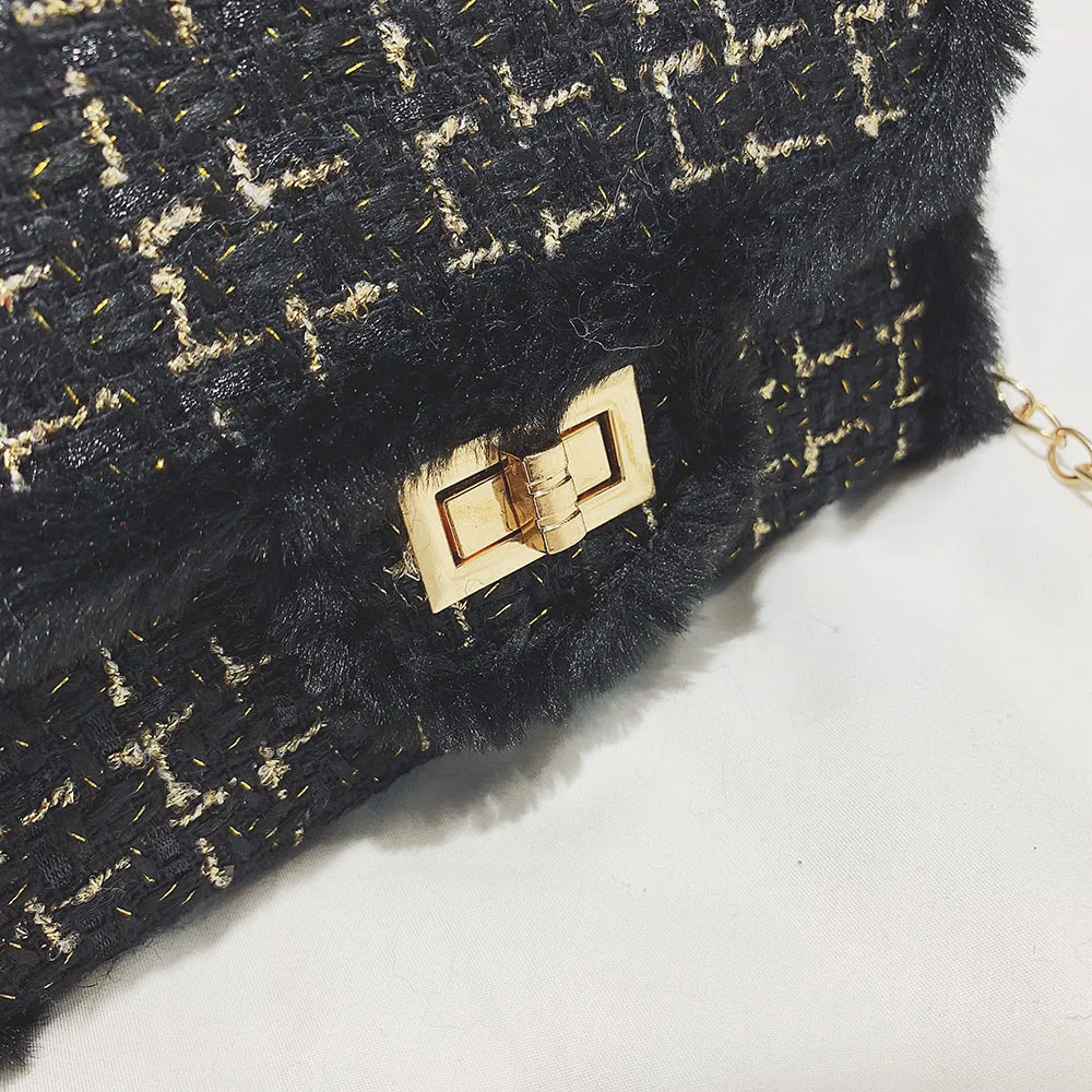 Luxury Handbags Women Bags Designer Plush Wool Bag Tide Chain Single Shoulder Small Square Handbags Sac Femme De Marque Luxe