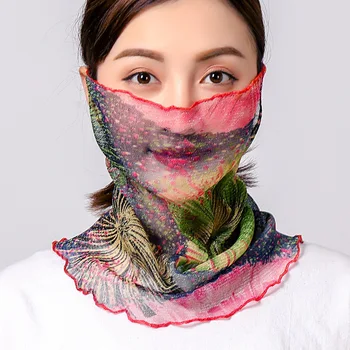 

Chiffon Face Mask Women Sun Protection Scarves Neck Cover 2020 New Print Lady Hiking Riding Mouth Scarf Ring Wraps Hijab