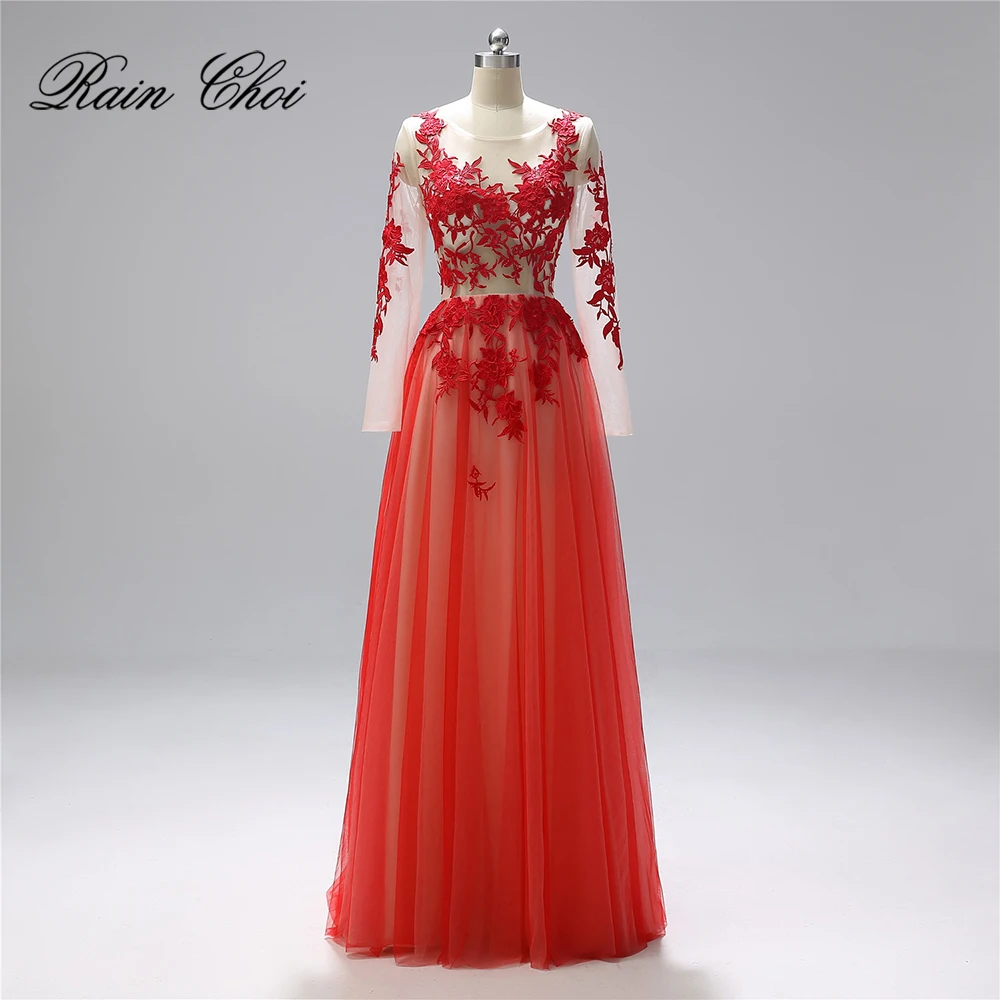 

Formal Prom Gown with Long Sleeves Real Photo Long Evening Prom Dresses 2019