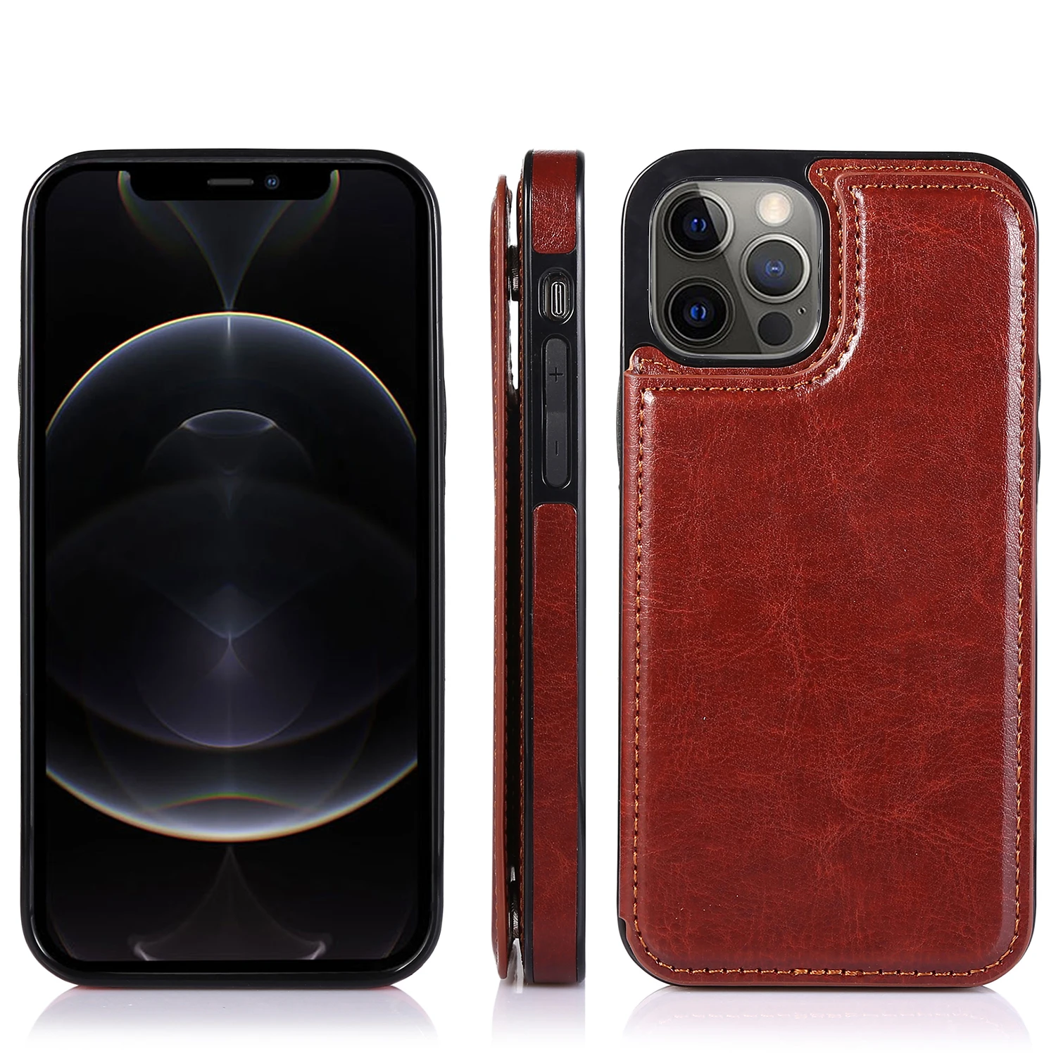 Custodia in pelle di lusso sottile per iPhone 11 12 mini Pro XR XS Max X 6 6s 7 8 Plus 5 5S SE Portafoglio con slot per carte Antiurto Fl_voghion.com